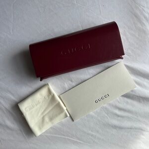 Brand New AUTH 2025 Gucci Leather Sunglasses Glasses Case Burgundy Wine Ancora